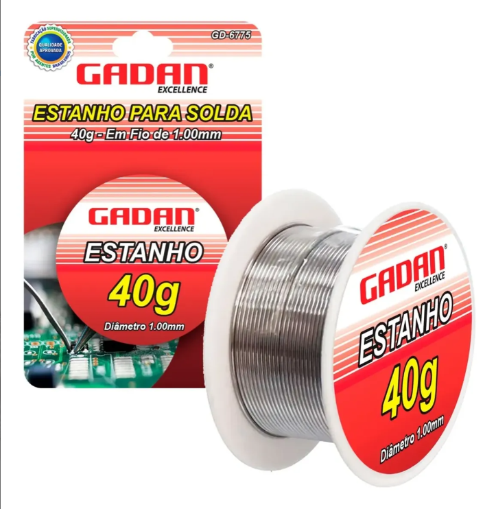 ESTANHO PARA SOLDA TUBO 1.0MM 40G - GADAN