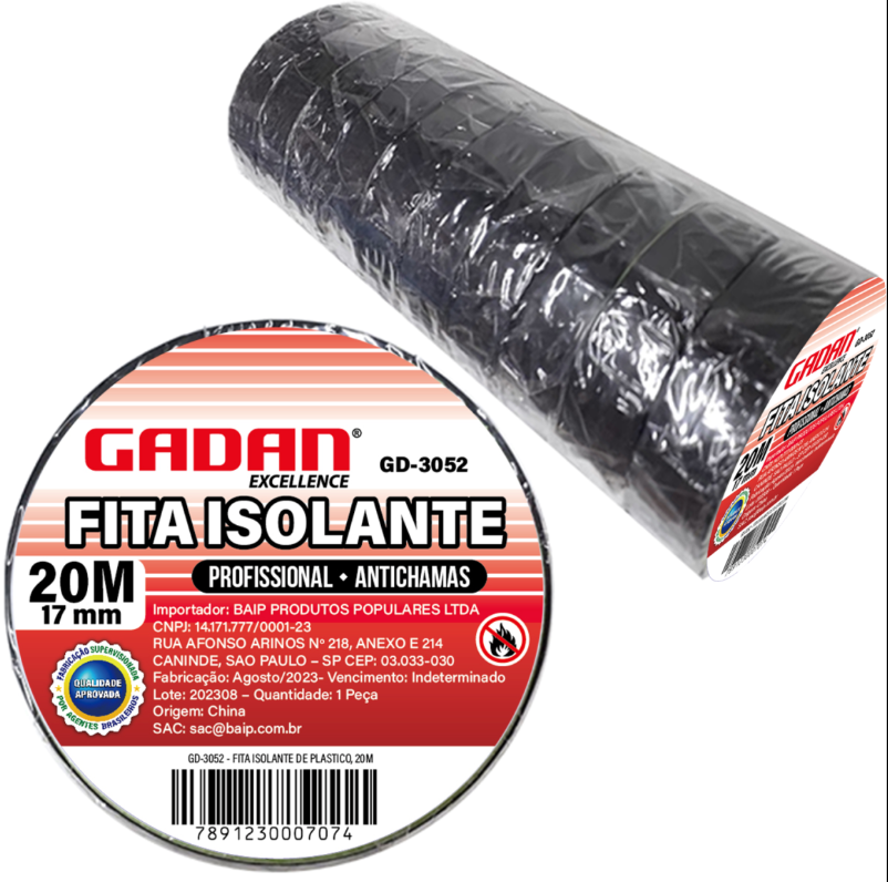 FITA ISOLANTE 20M x 17MM ANTICHAMAS- GADAN