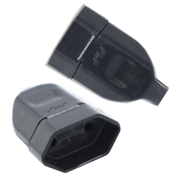 PINO FEMEA 2P 10A 250V - PRETO - FLP