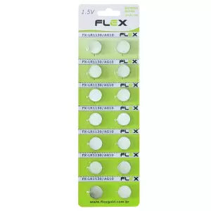 BATERIA LR1130/AG10 FLEX EM CARTELA C/14 UN.