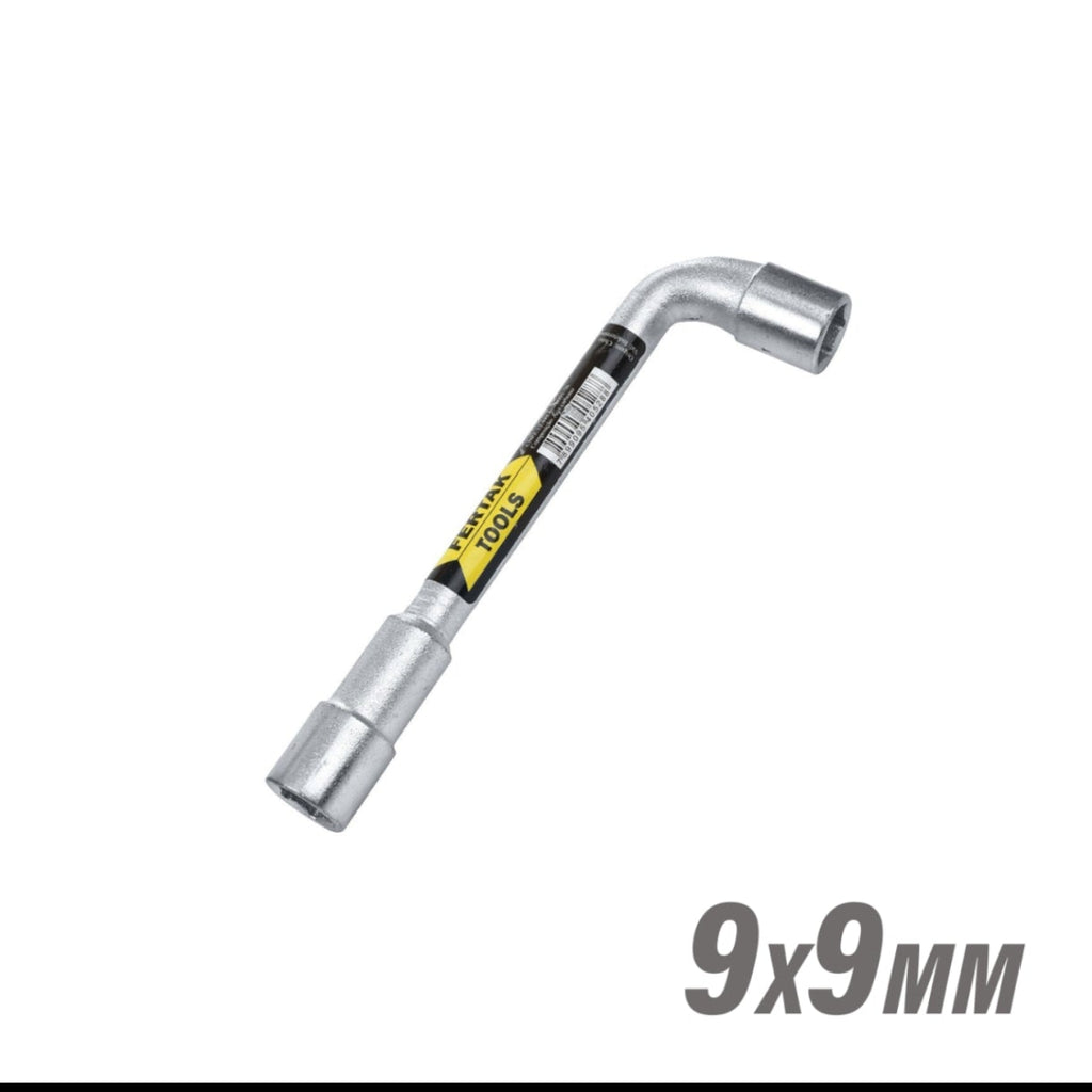 CHAVE BIELA TIPO L VAZADA COM FURO PASSANTE 2 BOCAS 9X9MM