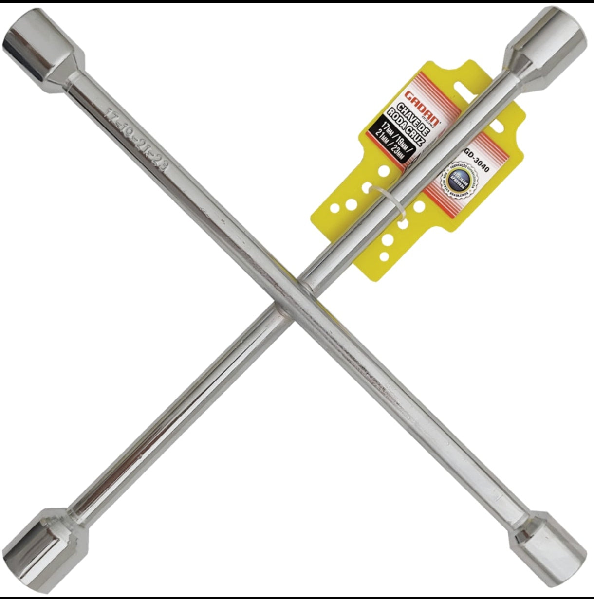CHAVE DE RODA TIPO CRUZ 4 BOCAS 17 X 19 X 21 X 23MM-GADAN