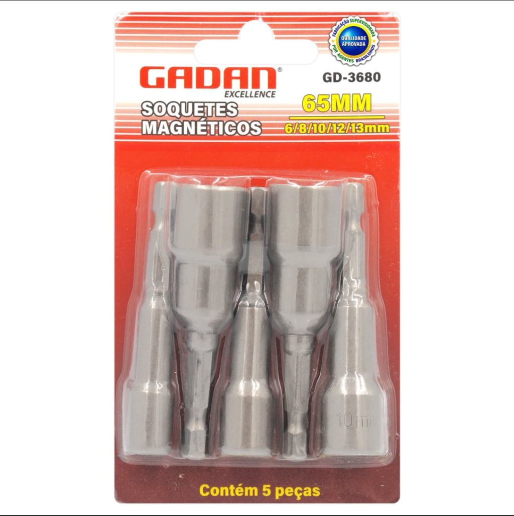 SOQUETE MAGNÉTICO 65MM EM KIT COM 5 PCS-GADAN