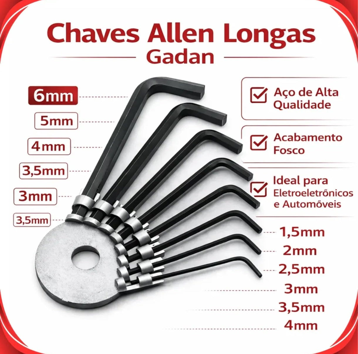 KIT CHAVE ALLEN C/ 8 PEÇAS - GADAN
