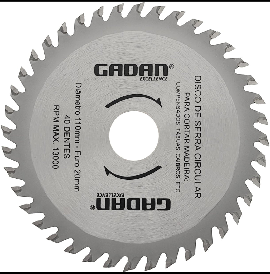 DISCO DE CORTE 4" 40 DENTES PARA MADEIRA - GADAN