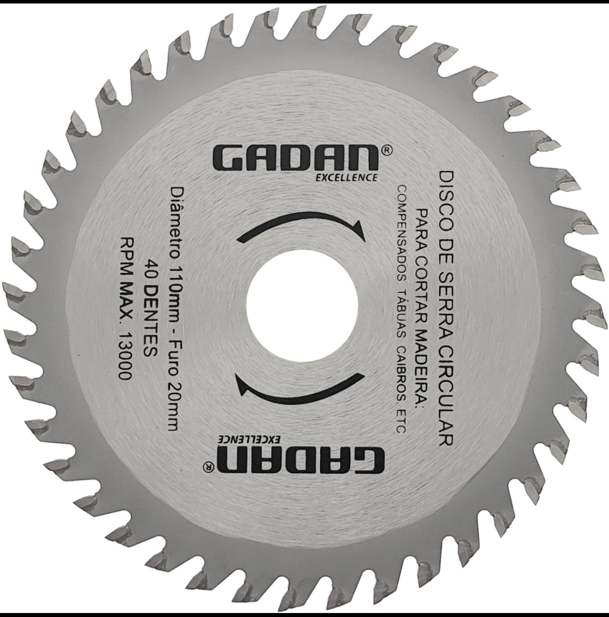 DISCO DE CORTE 4" 40 DENTES PARA MADEIRA - GADAN