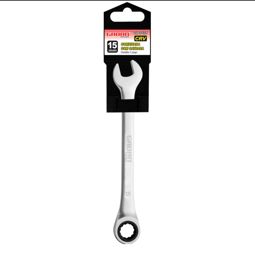 CHAVE COMBINADA COM CATRACA 15MM CROMADA PROFISSIONAL -GADAN