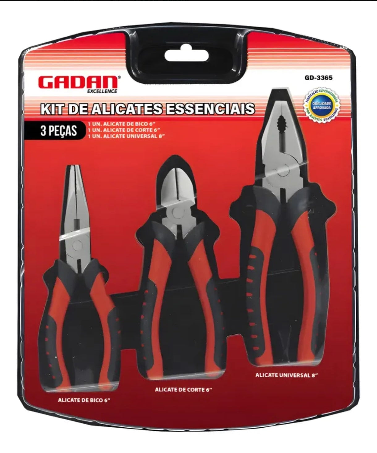 KIT DE ALICATES ESSENCIAIS - BICO, CORTE E UNIVERSAL - GADAN
