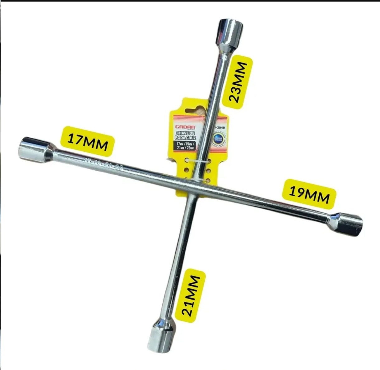 CHAVE DE RODA TIPO CRUZ 4 BOCAS 17 X 19 X 21 X 23MM-GADAN