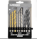 JOGO DE BROCAS 3 EM 1 C/9 PCS - GADAN