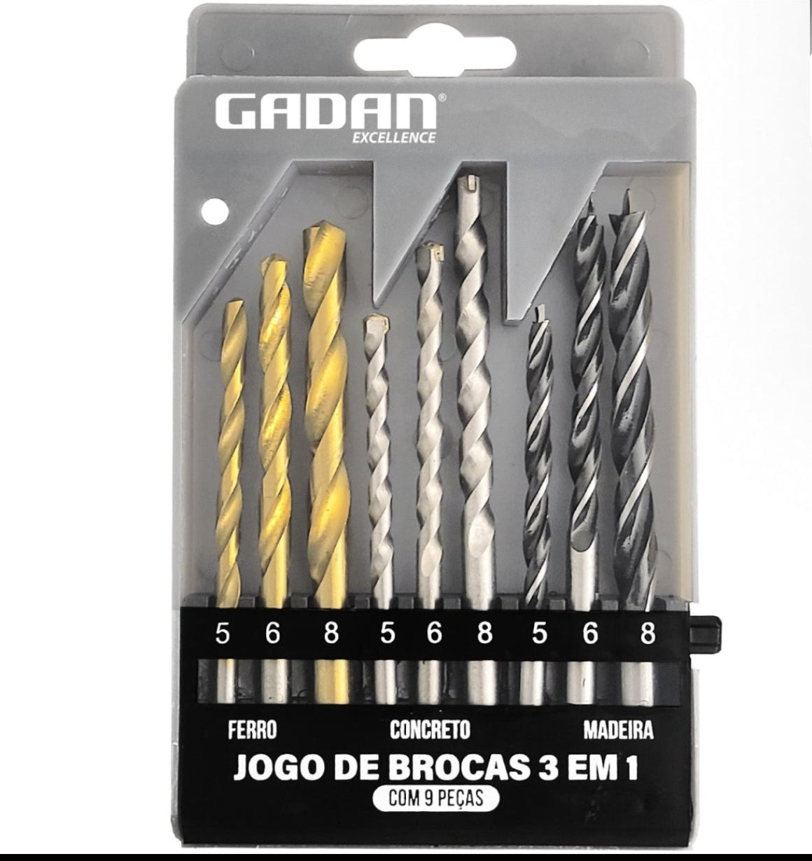 JOGO DE BROCAS 3 EM 1 C/9 PCS - GADAN