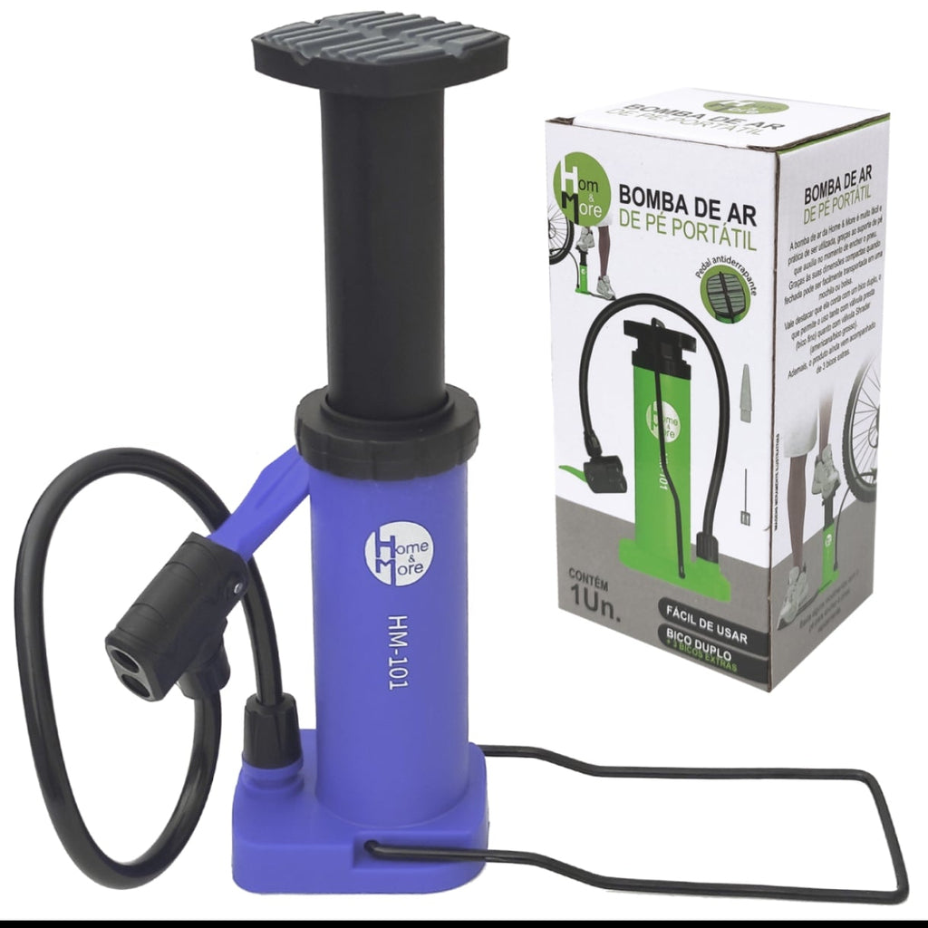 BOMBA DE AR DE PÉ PORTÁTIL PNEU BIKE -CARRO- MOTO