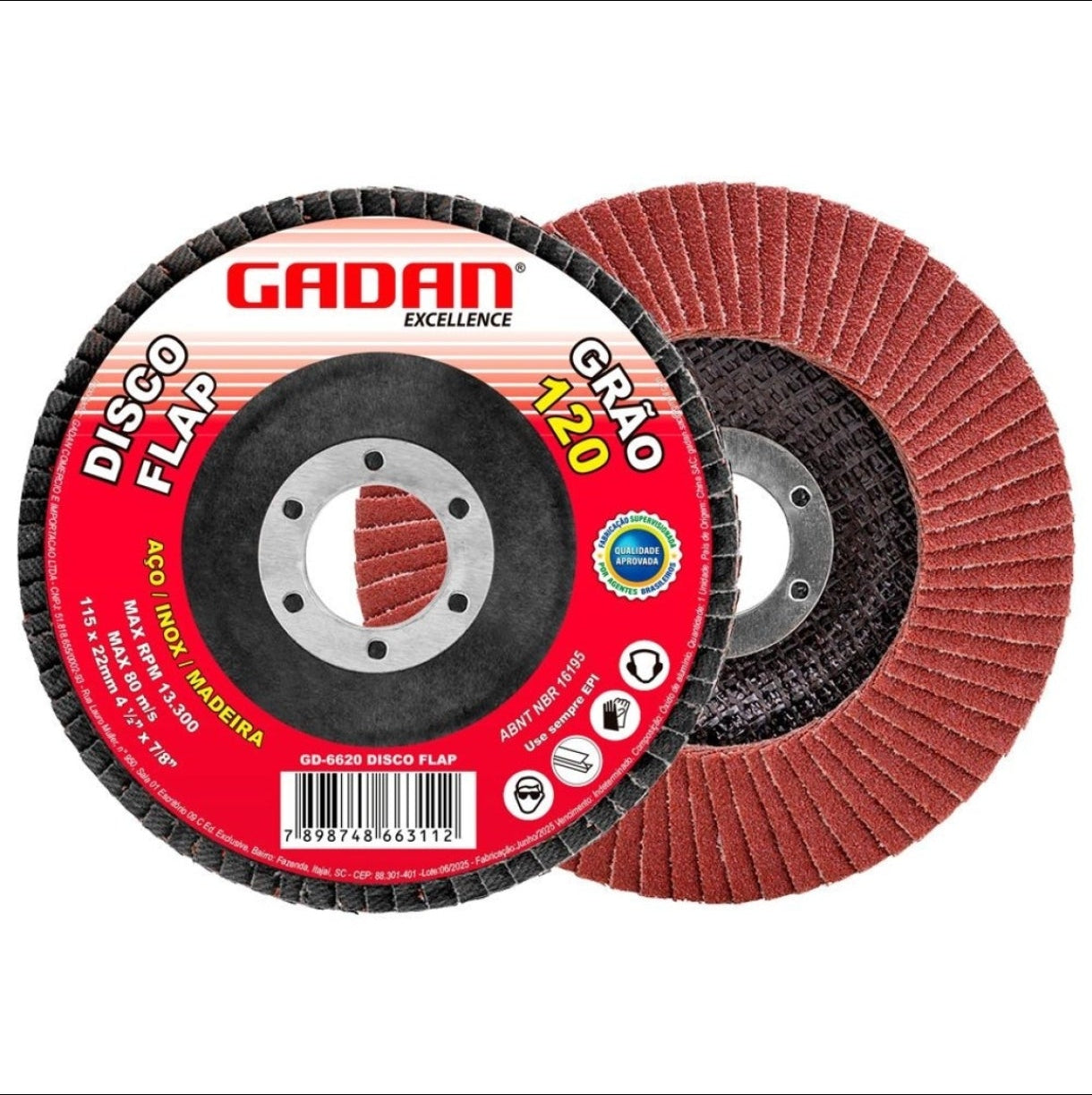 DISCO FLAP 4-1/2" GRÃO 120  GADAN