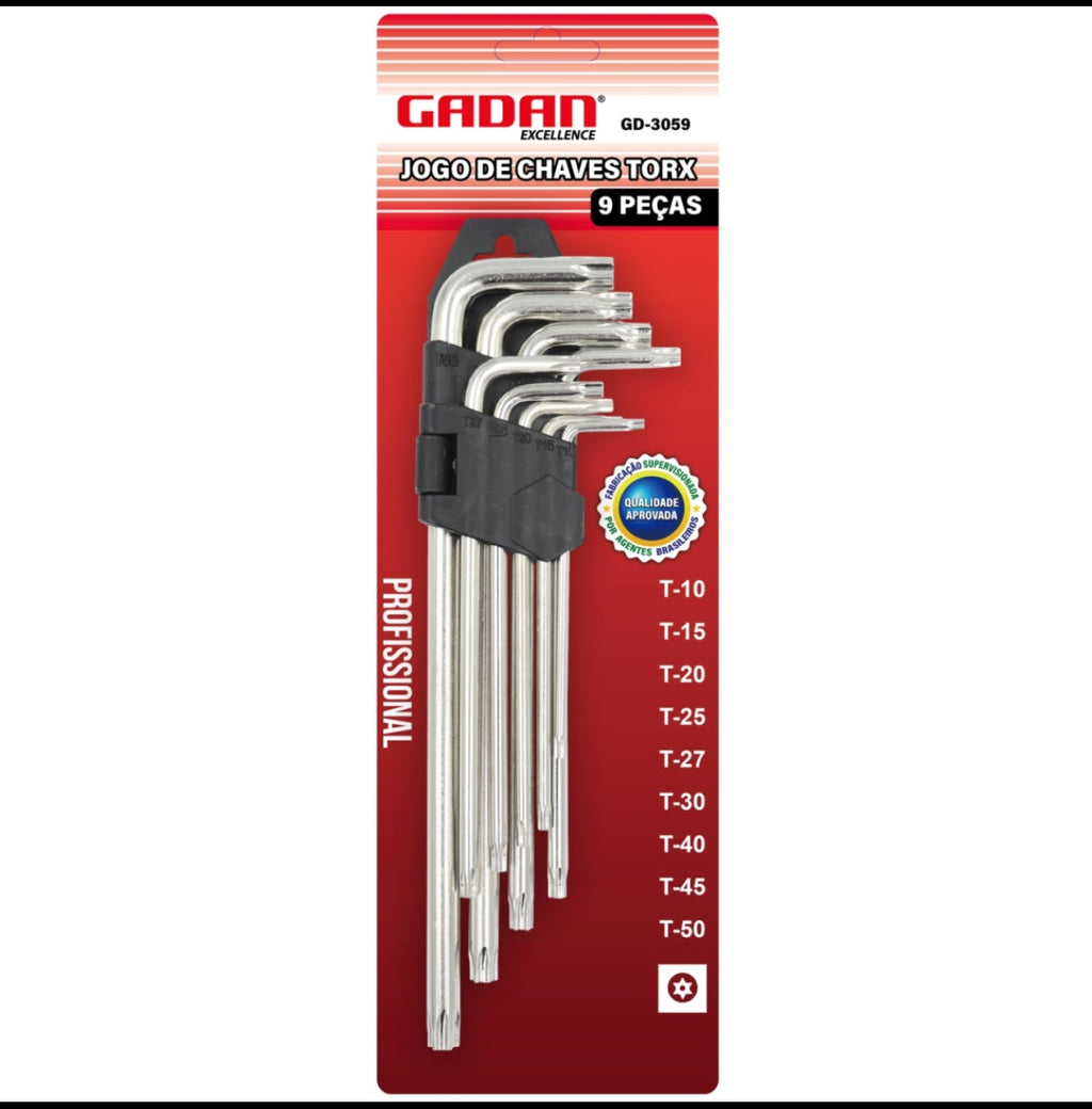 CHAVE TORX C/ 9 PEÇAS (GRANDE) - GADAN