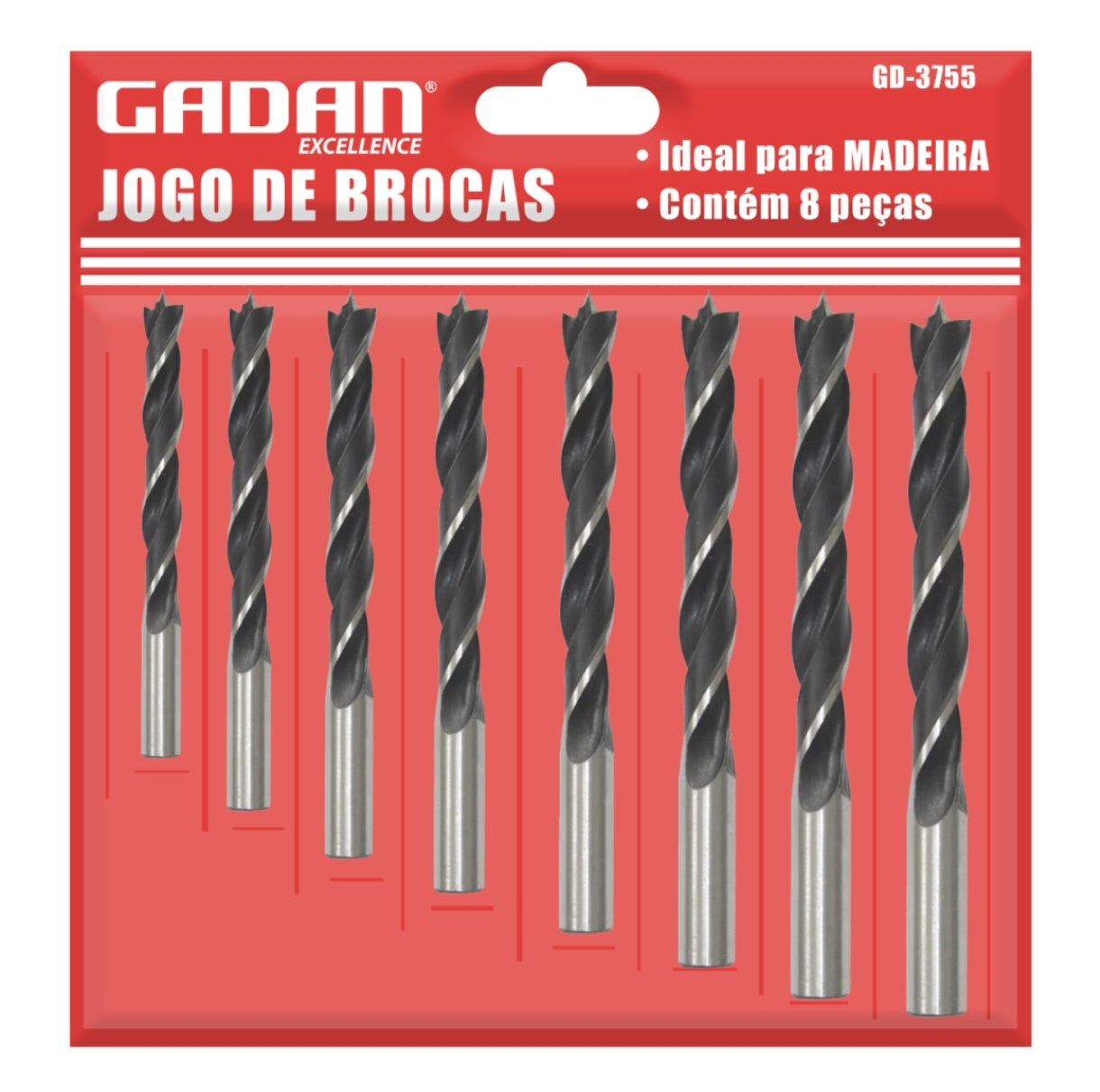 JOGO DE BROCAS PARA MADEIRA C/8 PCS-GADAN